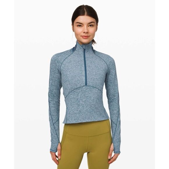 |EUC| LULULEMON Always Alert 1/2 Zip - Heathered Petrol Blue - Picture 1 of 12